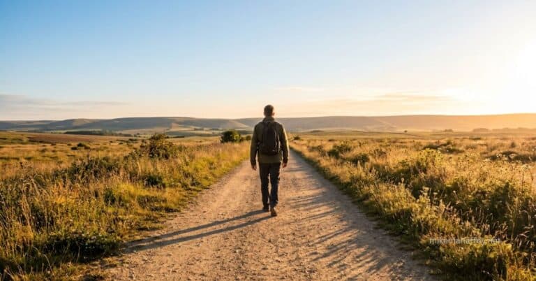 A believer walking in open light — illustrating what it means to walk in the Spirit by faith in Christ crucified