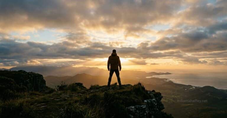 A figure standing in morning light, representing the believer's new identity in Christ beyond the sinner label.